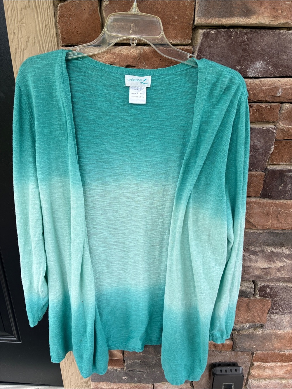 Creation Teal Ombre Open-Front Women's Cardigan